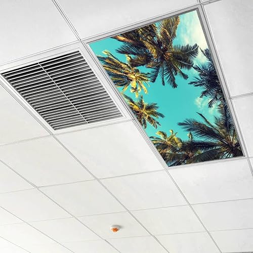 Miniatura 3 de Paquete de 6 cubiertas de luz fluorescente para luz de techo, cubiertas de luz de palmeras para aula, oficina, hogar, cubierta magnética decorativa