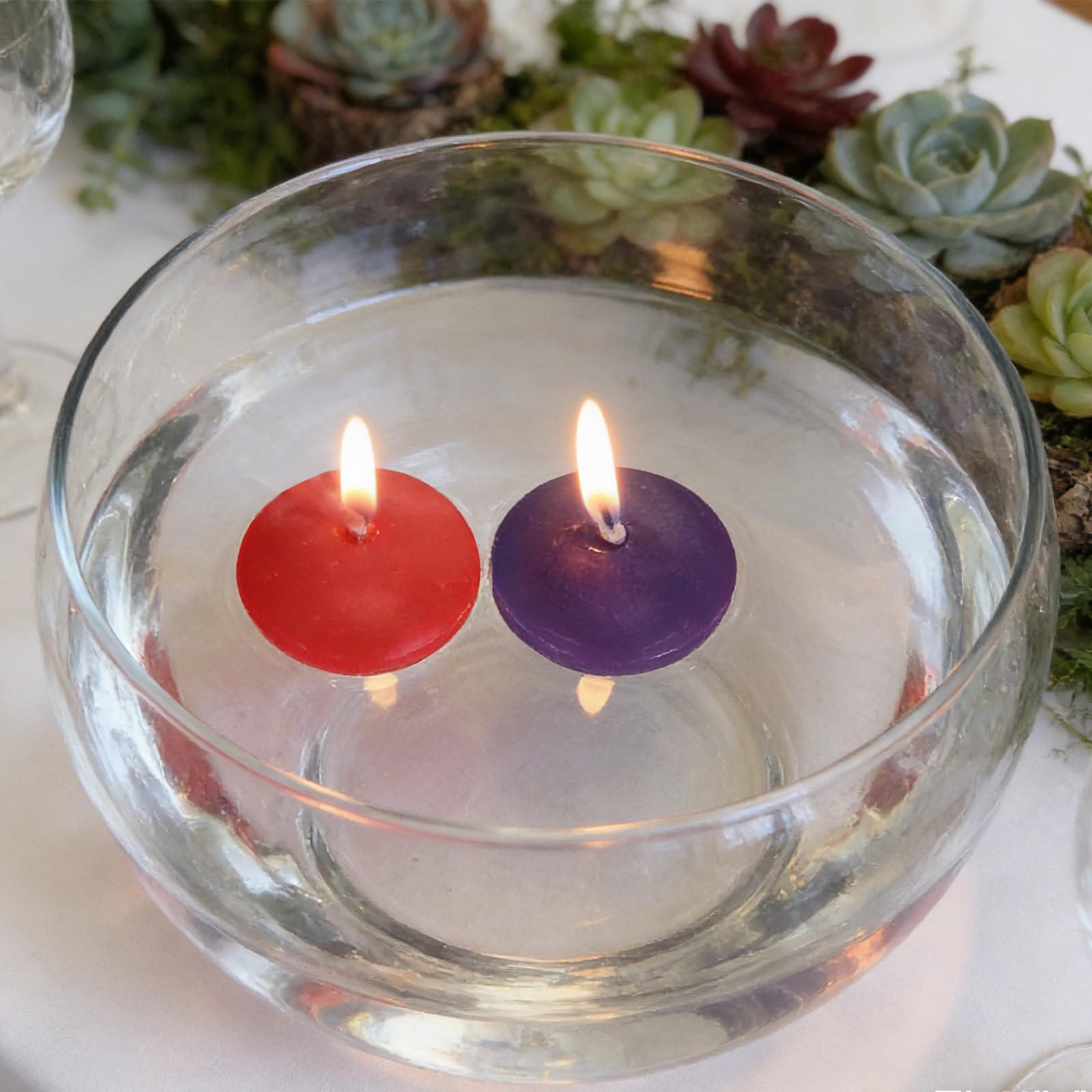 Amosfun 40 Unidades Velas Flotantes para Agua de Parafina Combustión Prolongado y Estilo Elegante, Ideales para Bodas en Piscina y Cenas en Hotel