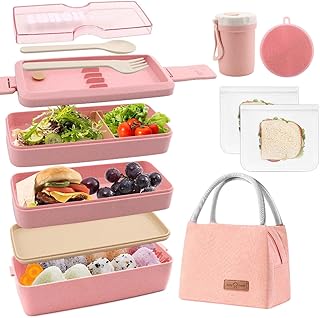 Bento Box Japanese Lunch Box Kit Leakproof Bento Lunch Box for Kids Adul...