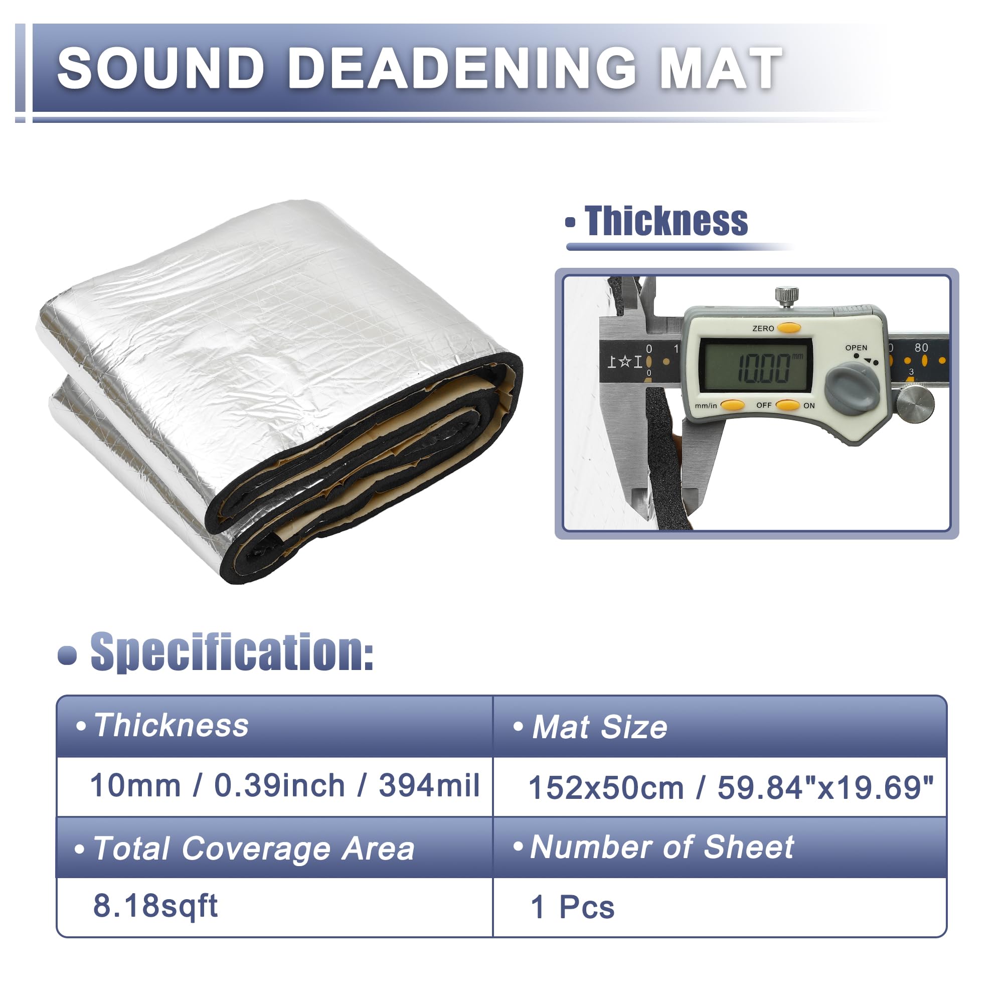 236mil 16.36sqft Aluminum Sound Deadener Heat Insulation Shield Mat 60"x40