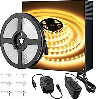 Onforu 16.4ft Dimmable Warm White LED Strip Lights 3000K 12V, 2835 LEDs Flexible Tape for Kitchen Under Cabinet Bedroom Christmas Decor