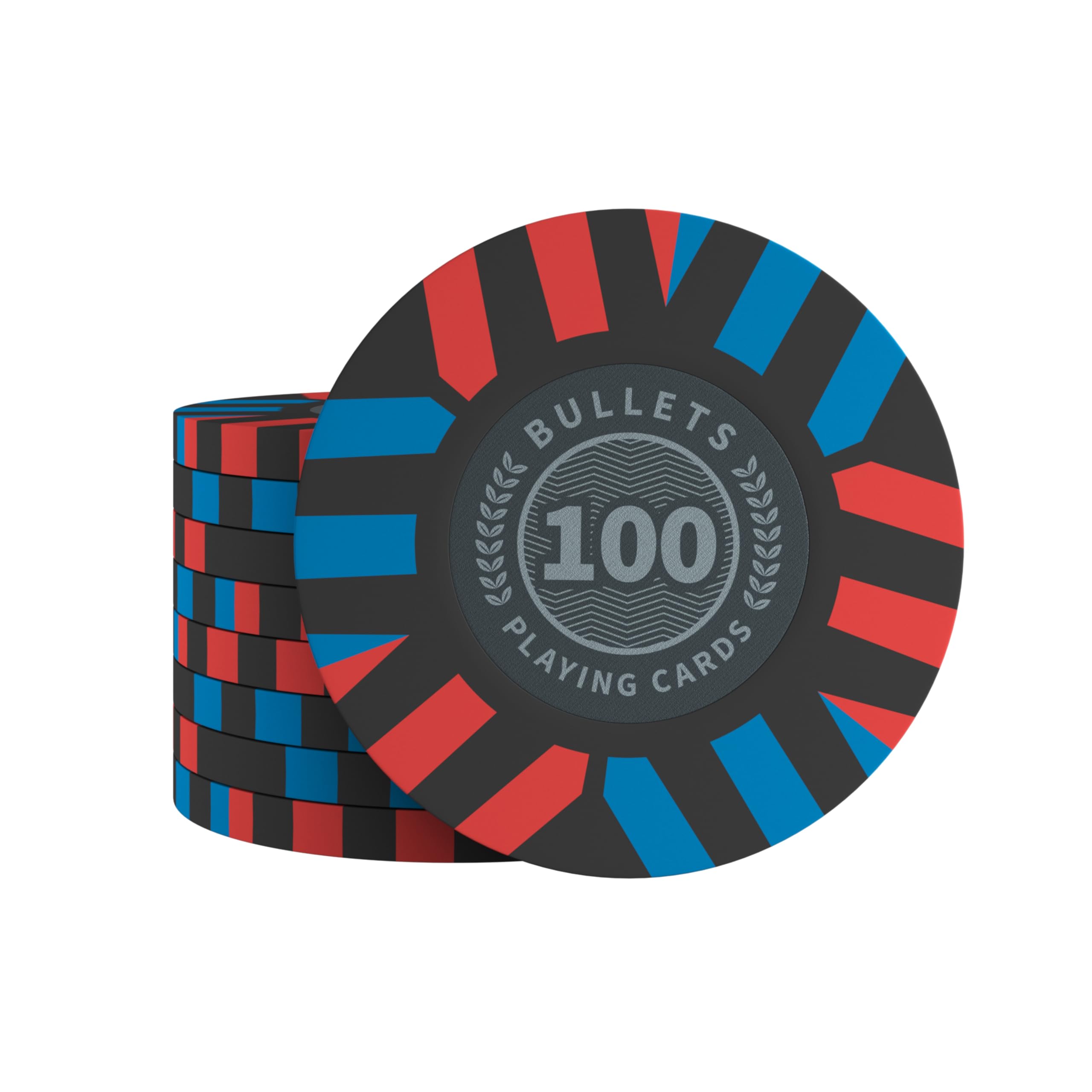 Bullets Playing Cards, Salvatore Clay Poker Chips for Poker Set, Various Values, 4 cm Diameter, Weight 10 g, Pack of 25