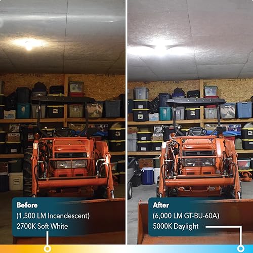 Miniatura 4 de GT-Lite Bombilla LED de garaje, 60 W (equivalente a 300 W), 6,000 lúmenes, luz diurna 5000 K, base E26, luz LED de ahorro de energía para