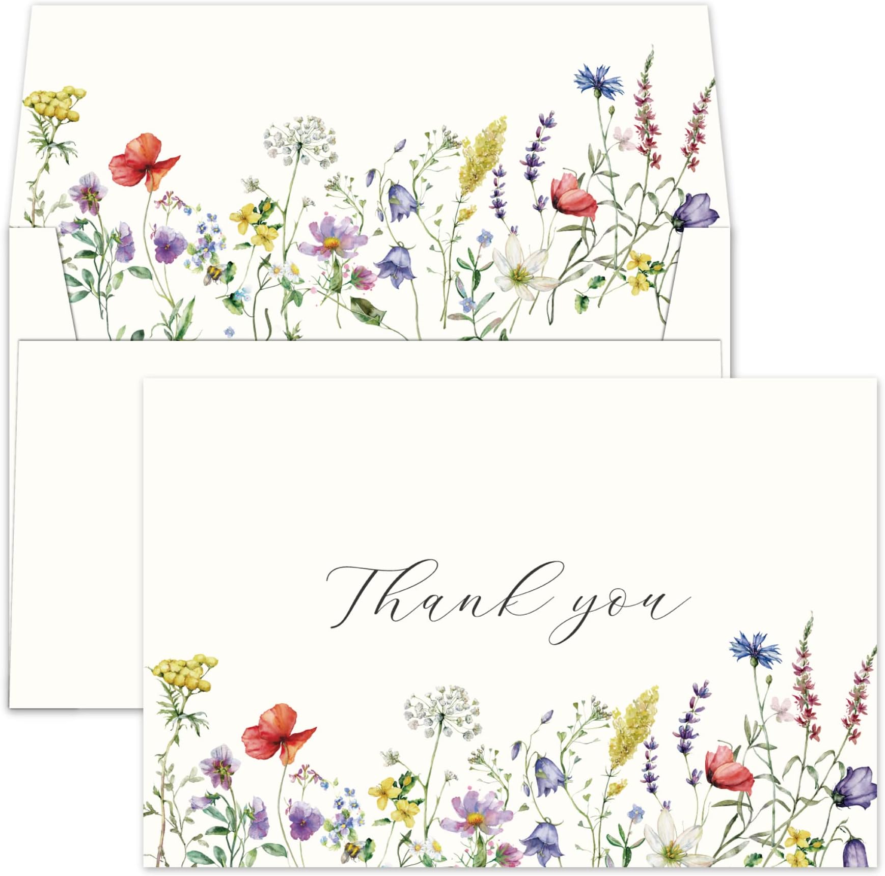 Gooji 4x6 Midsummer Floral Thank You Cards Multipack with Envelopes (Bulk 20-...