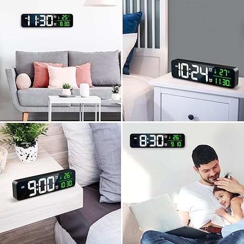 Vista 8 de AMIR Large Digital Wall Clock, Newest 11'' Digital Clock for Living Room, Wall Clocks with Temp & Date Display, Desk Clock with 40 Music, 2 Alarm, 6