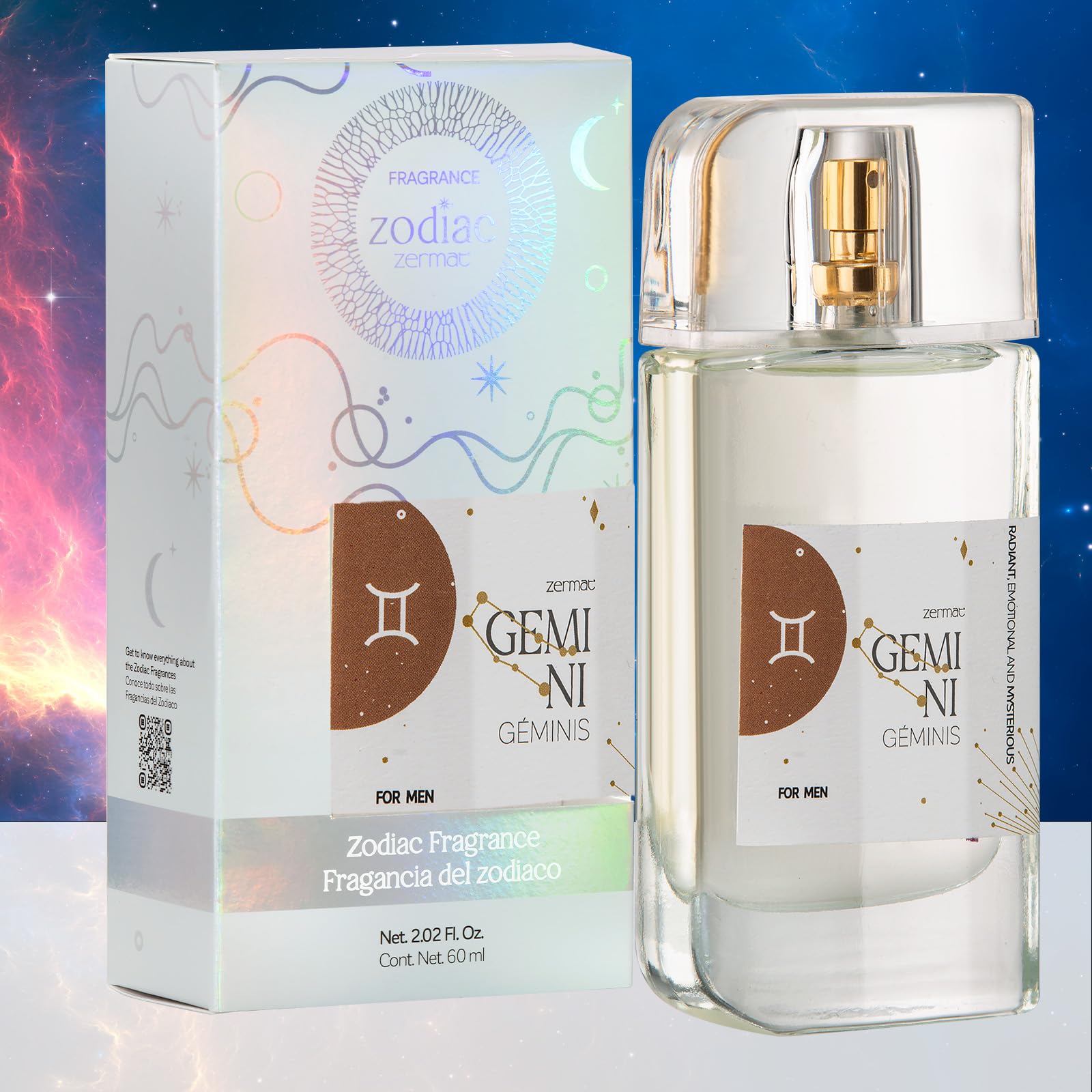 Zermat Gemini Men's Cologne - Fresh Herbal Scent, Long-lasting Fragrance, 2 Fl. Oz, Perfect for Every Occasion, Ideal Gift