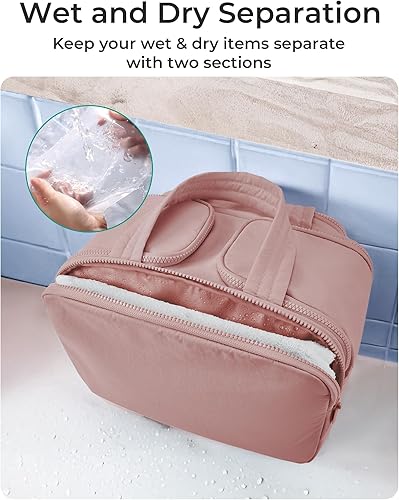 Miniatura 4 de BAGSMART Neceser de viaje, bolsa de viaje ligera y grande de apertura amplia para mujeres, bolsa organizadora de cosméticos con asa para accesorios,