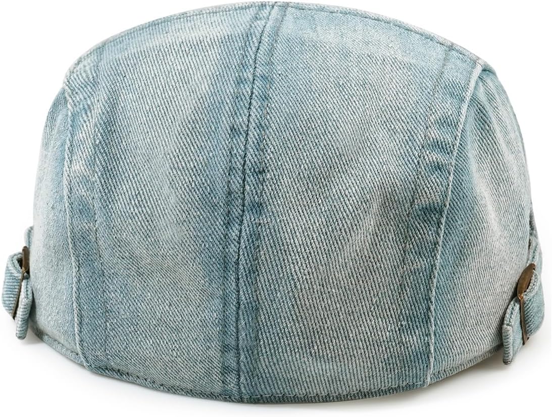 Newsboy Cap for Men Adjustable Flat Ivy Gatsby Cabbie Driving Hat Breathable Denim Cotton Golf Cap - Image 5