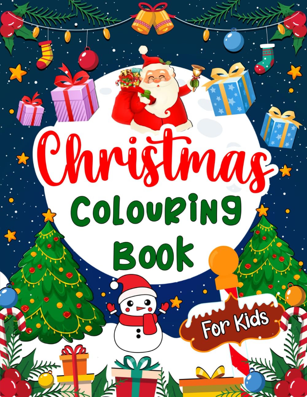 Christmas Colouring Book for Kids: Fun Christmas Themed Colouring Pages for Children Ages 4-8 (UK Edition)