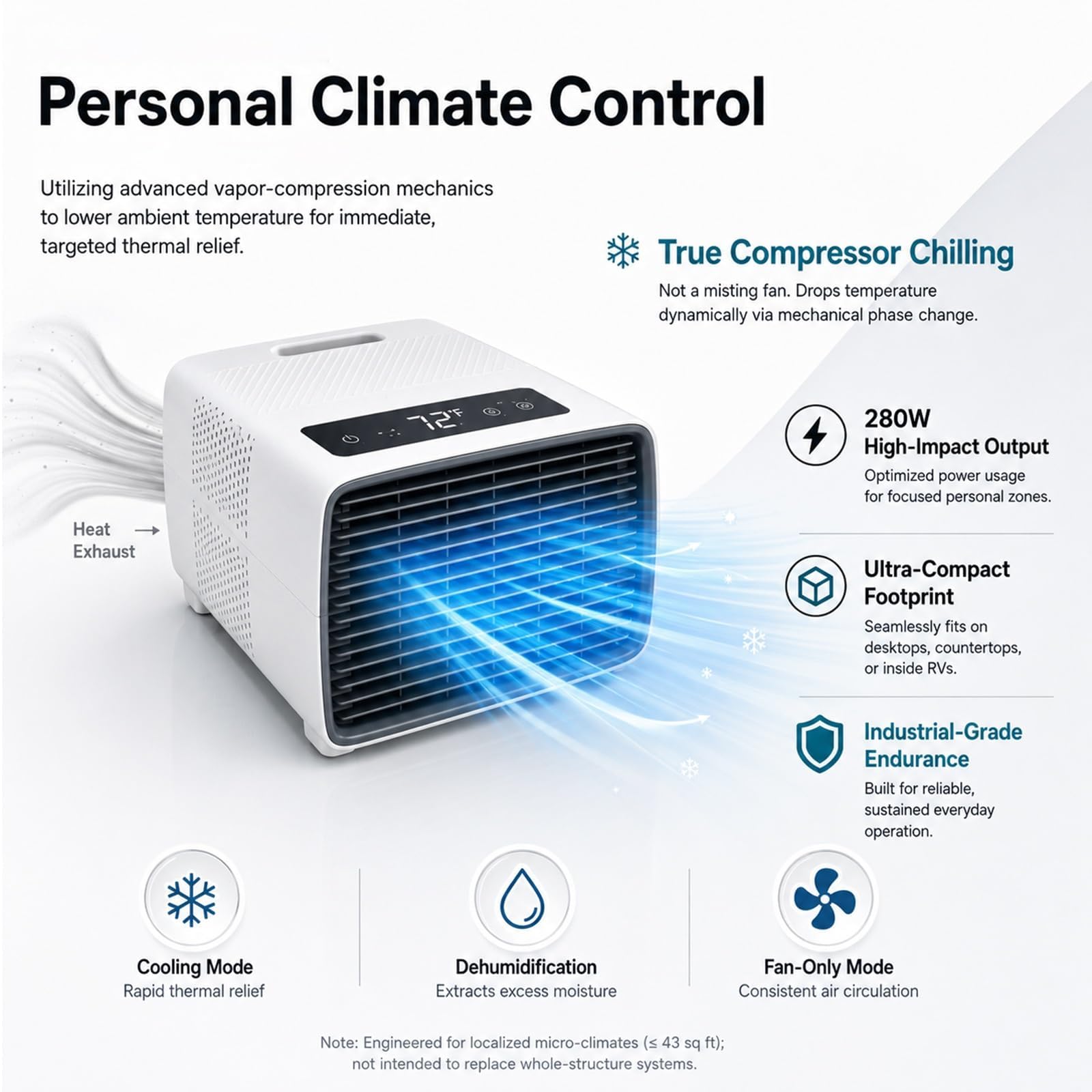 Przenośny klimatyzator do namiotu kempingowego – prawdziwy kompresor 2700 BTU, niska moc 280 W, cichy tryb uśpienia 45 dB, chłodziarka 3 w 1 do kampera, akademików i podróży na świeżym powietrzu