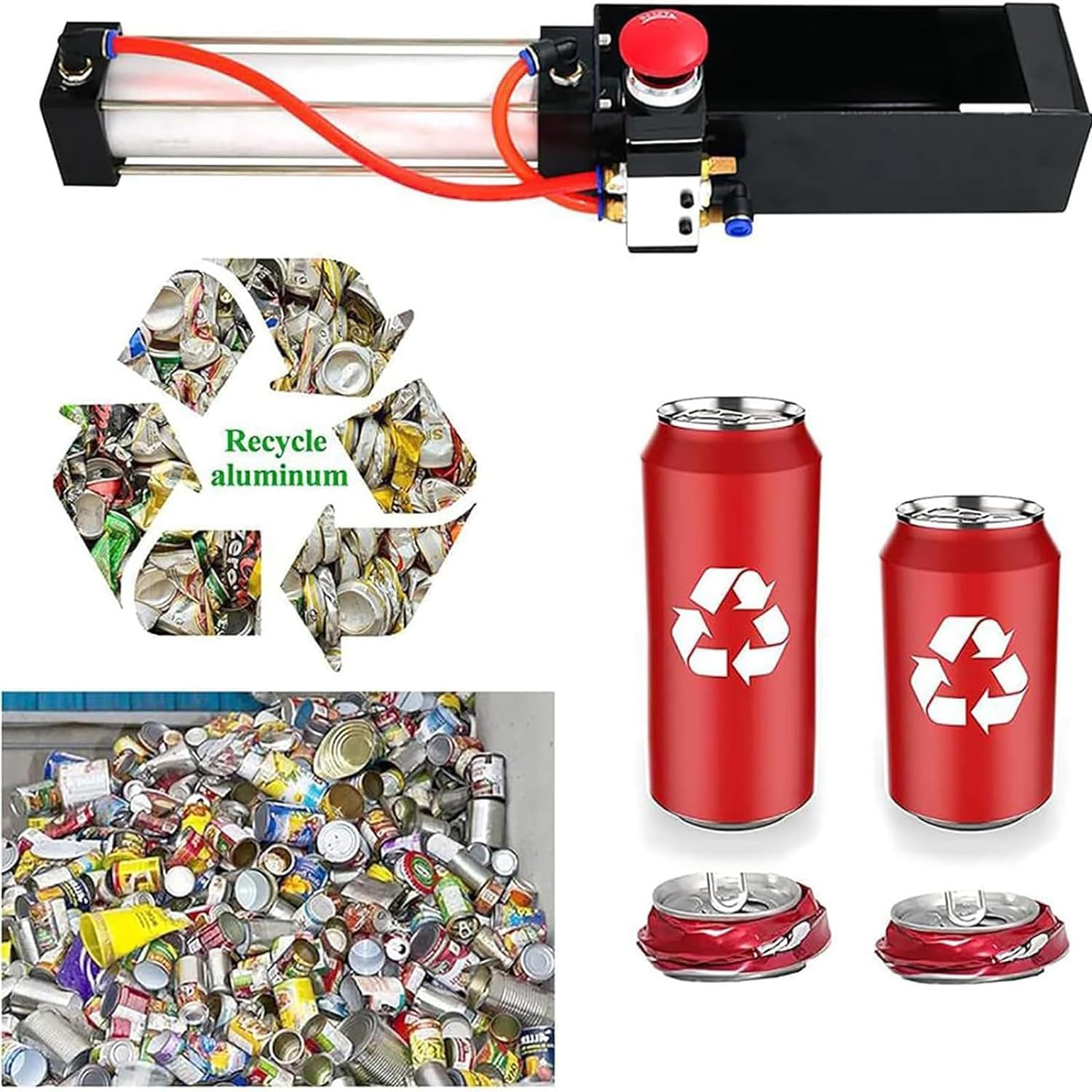 COYEUX Pneumatic Can Crusher, 12oz 16oz Pneumatic Cylinder Aluminum Can Crusher, for Recycling Aluminium Soda, Soda Beer, Coke Cans and Plastic Water Bottles