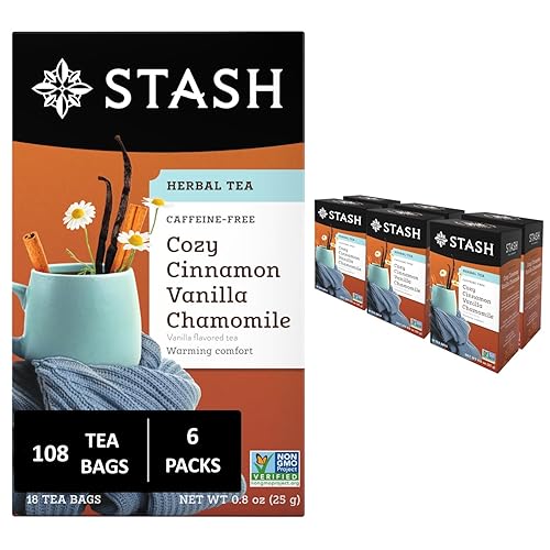 Vista 242 de Stash Té Chai de vainilla descafeinado, 6 cajas con 18 bolsas de té cada una (108 bolsas de té en total)