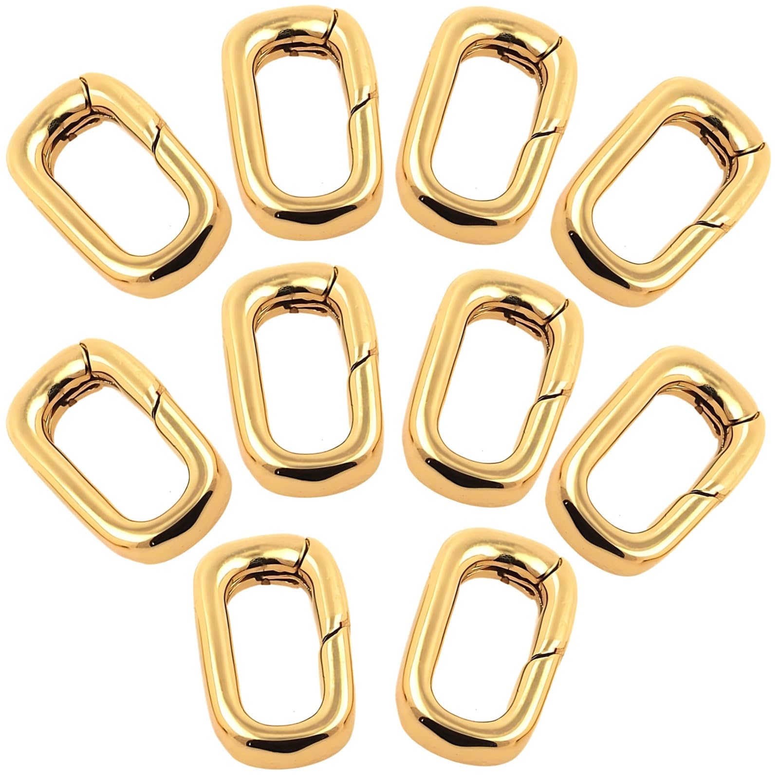10 Stk. ovale Karabiner-Clips aus Messing, 18K vergoldet, Federverschlüsse für Schmuckherstellung, Karabinerverschlüsse für Kettenverkürzer, DIY-Schmuckzubehör, Schlüsselanhänger, Bastelarbeiten