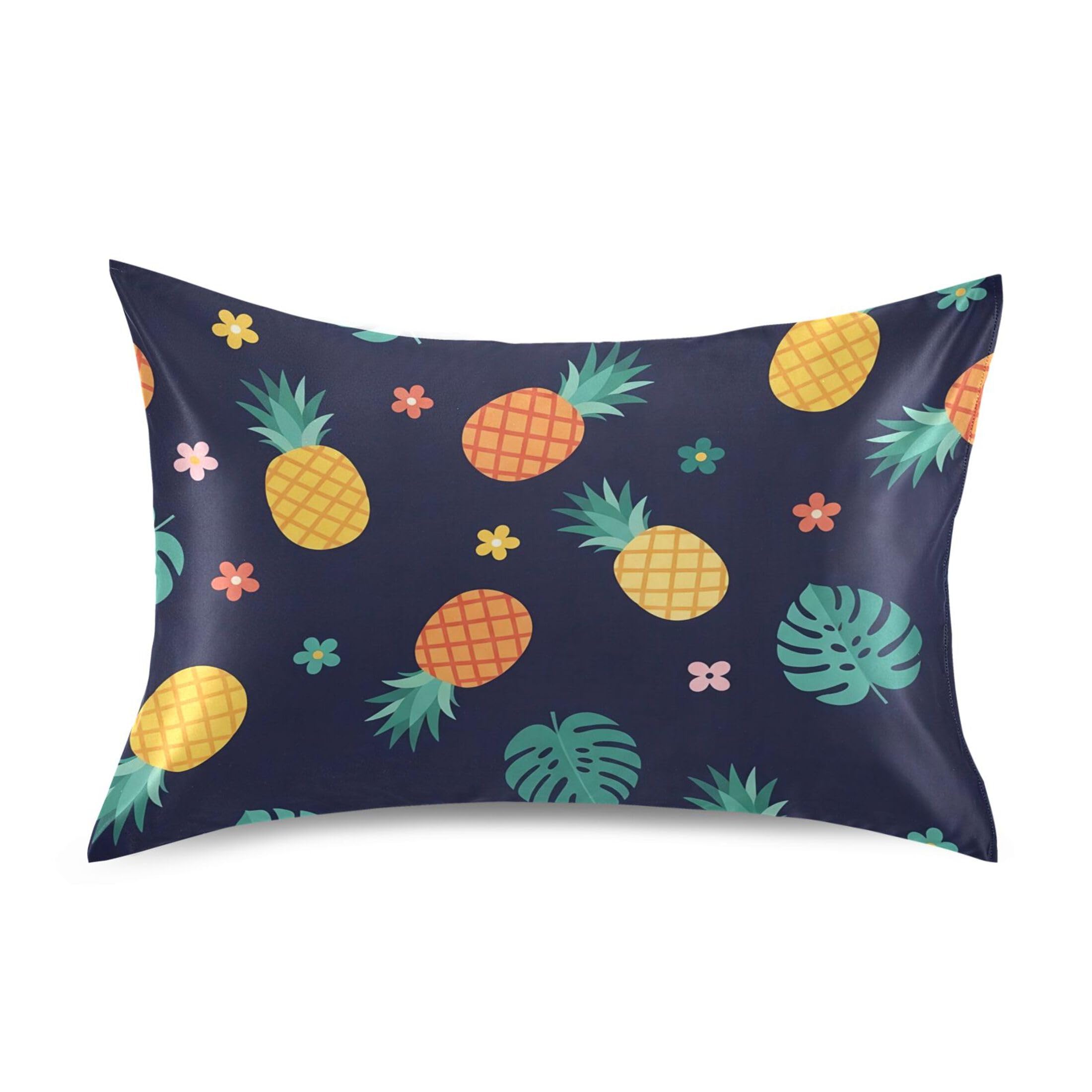Fuauuyl Pillowcase Queen Size 20x30 in, Pineapples Soft Breathable Satin Pillow Case for Hair and Skin with Envelope Closure Wrinkle-Free