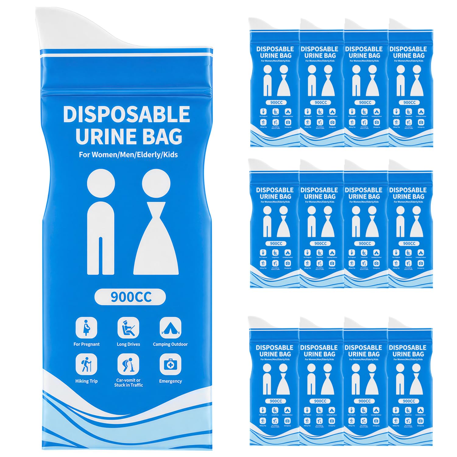 12 Pcs Urine Bags, 900ml Travel Potty, Portable Toilet And Vomit Bags Set