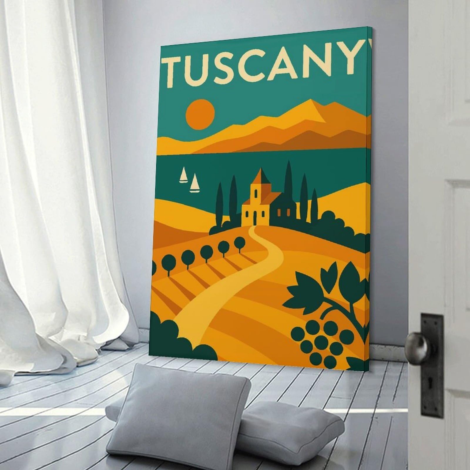Junmoney Tuscany Travel (2) Canvas Wall Picture, 24x36inch(60x90cm), for Bedroom Walls, Guest Spaces Or Lounges, Stylish Decor for A Restful Room Update