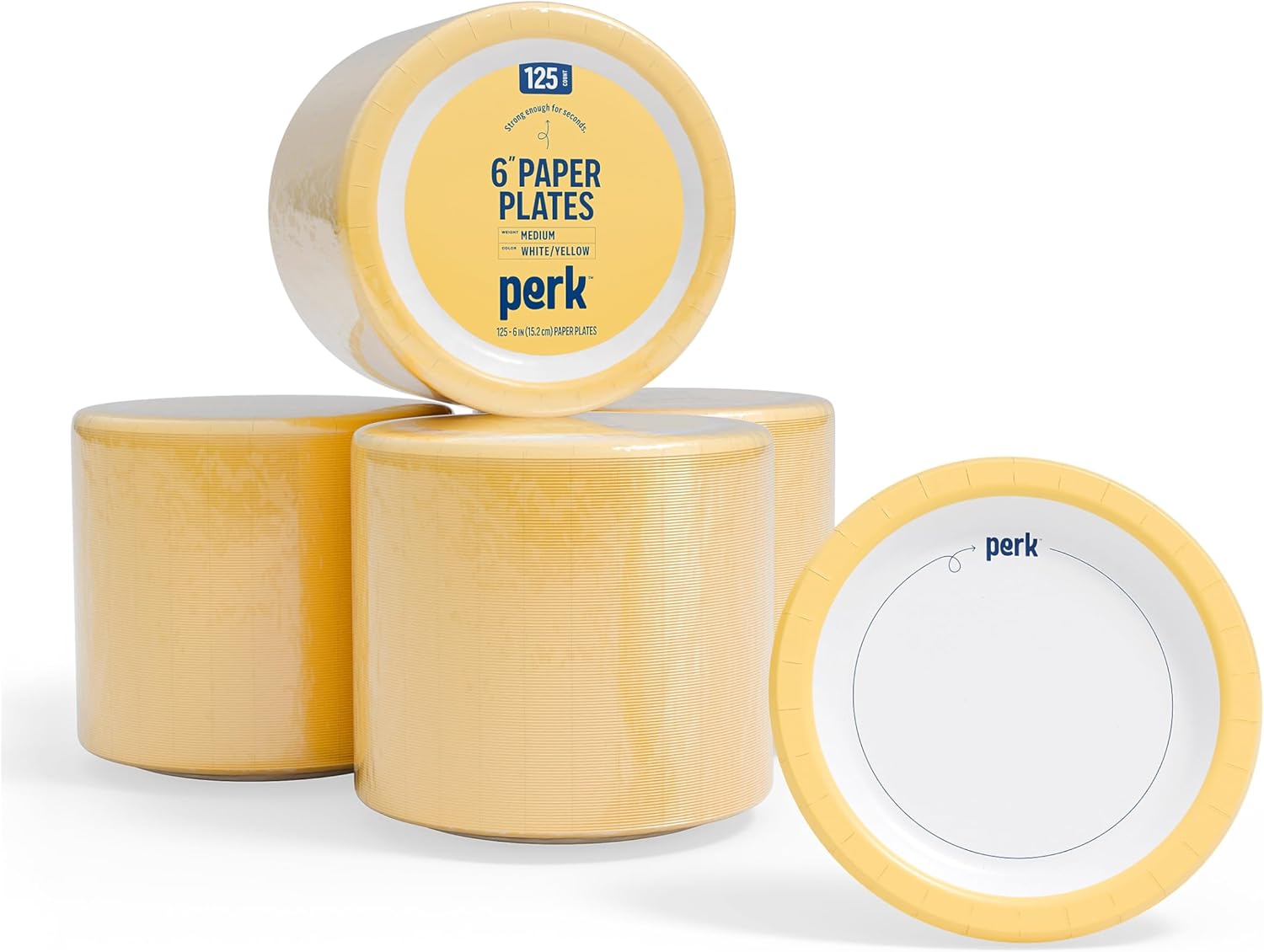 Perk 6 Inch Paper Plates, 500 Count Bulk Disposable Plates for Everyday Use & Parties, Yellow/White