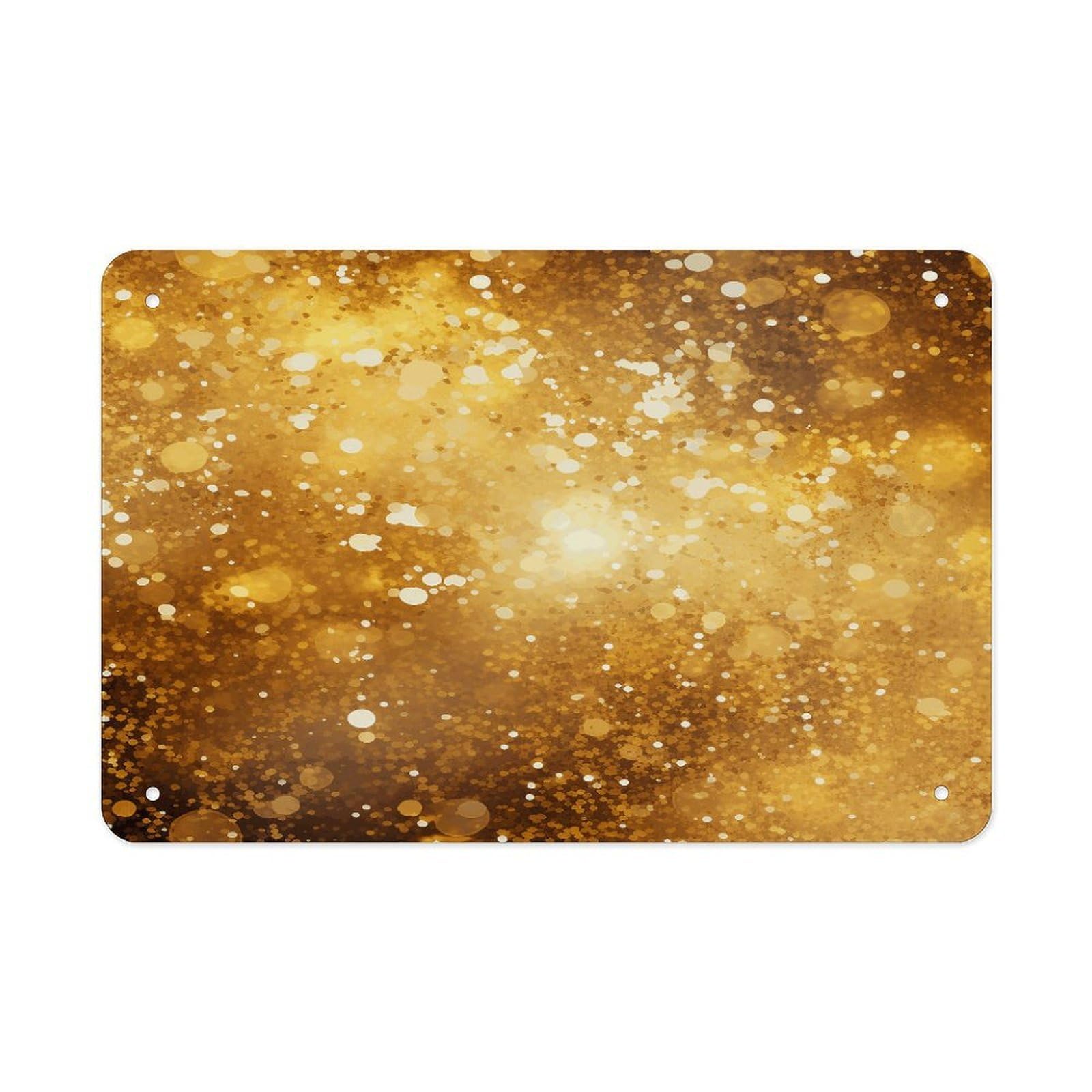 Fekiloot Style Gold Glitter Pattern Metal Signs Wall Art Tin Sign