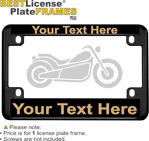 Vista 39 de Marco de matrícula personalizado de metal negro (Zinc) grabado con láser, tamaño estándar con diseño de texto personalizado, texto acero/negro