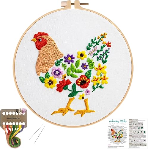 Miniatura 15 de Louise Maelys Kits de bordado cardenal para principiantes con patrón de flor de pájaro, kit de punto de cruz para adultos, kit de punto de cruz