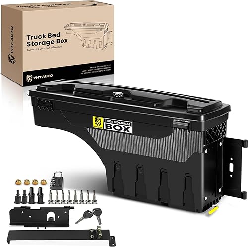 YHTAUTO Caja de herramientas de almacenamiento para caja de camioneta con cerradura compatible con Dodge Ram 1994-2002 y Ford F-Series 1980-1996 y