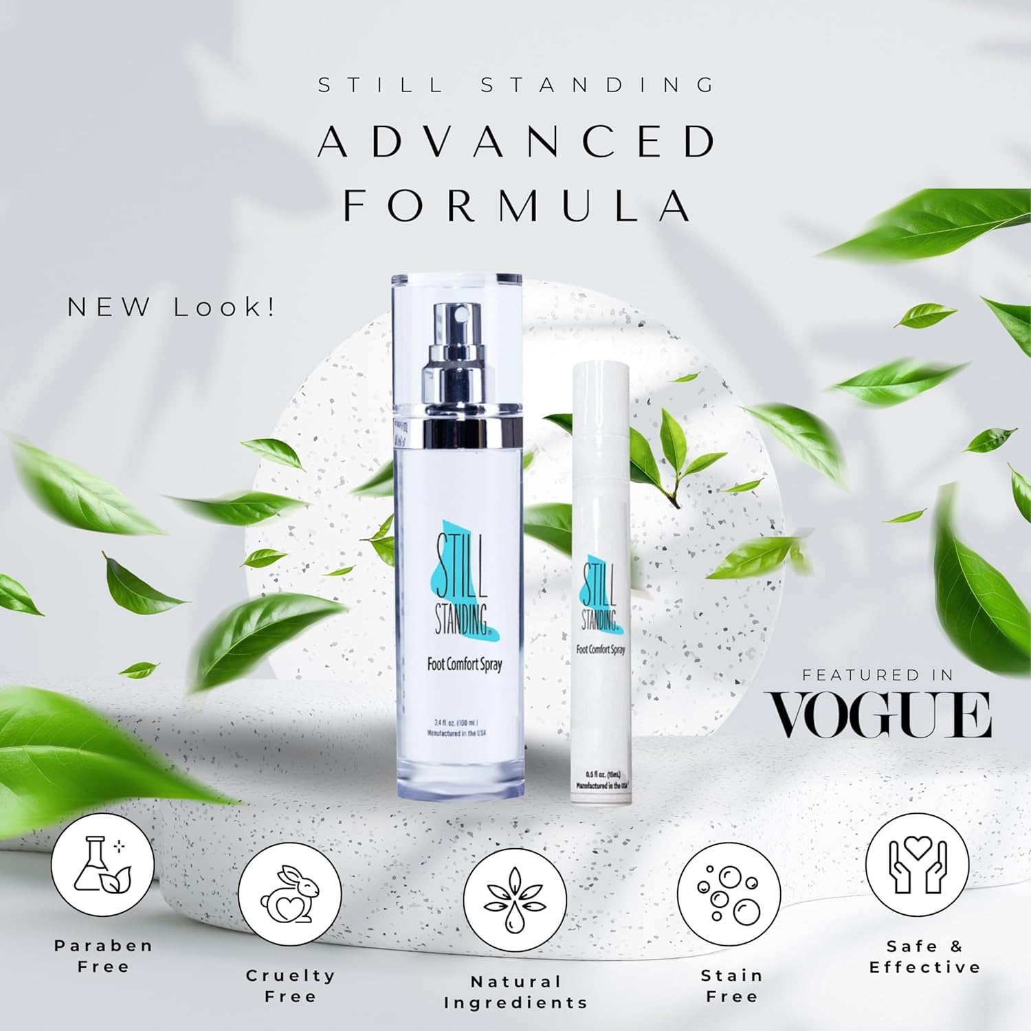 Still Standing Advance Formula - Juego de aerosoles a prueba de fugas, fabricado en Estados Unidos, spray refrescante para pies de mentol para aliviar el talón alto, evita molestias en los pies