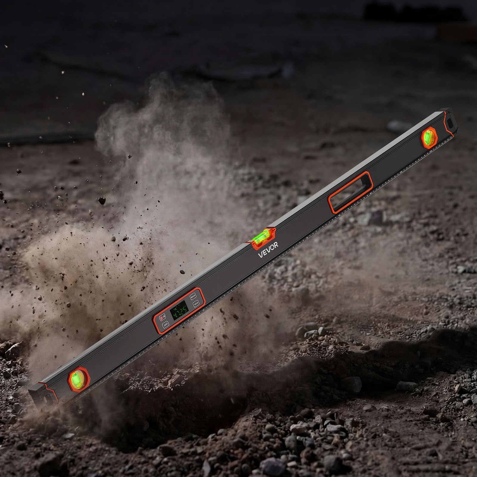 VEVOR Livella Digitale 1200 mm, Inclinometro Elettronica Magnetica ad Alta Precisione con Display LED Retroilluminato, Misurazione a 360°, Fiale a Bolla a 0°/45°/90°, IP54 per Edilizia e Falegnameria