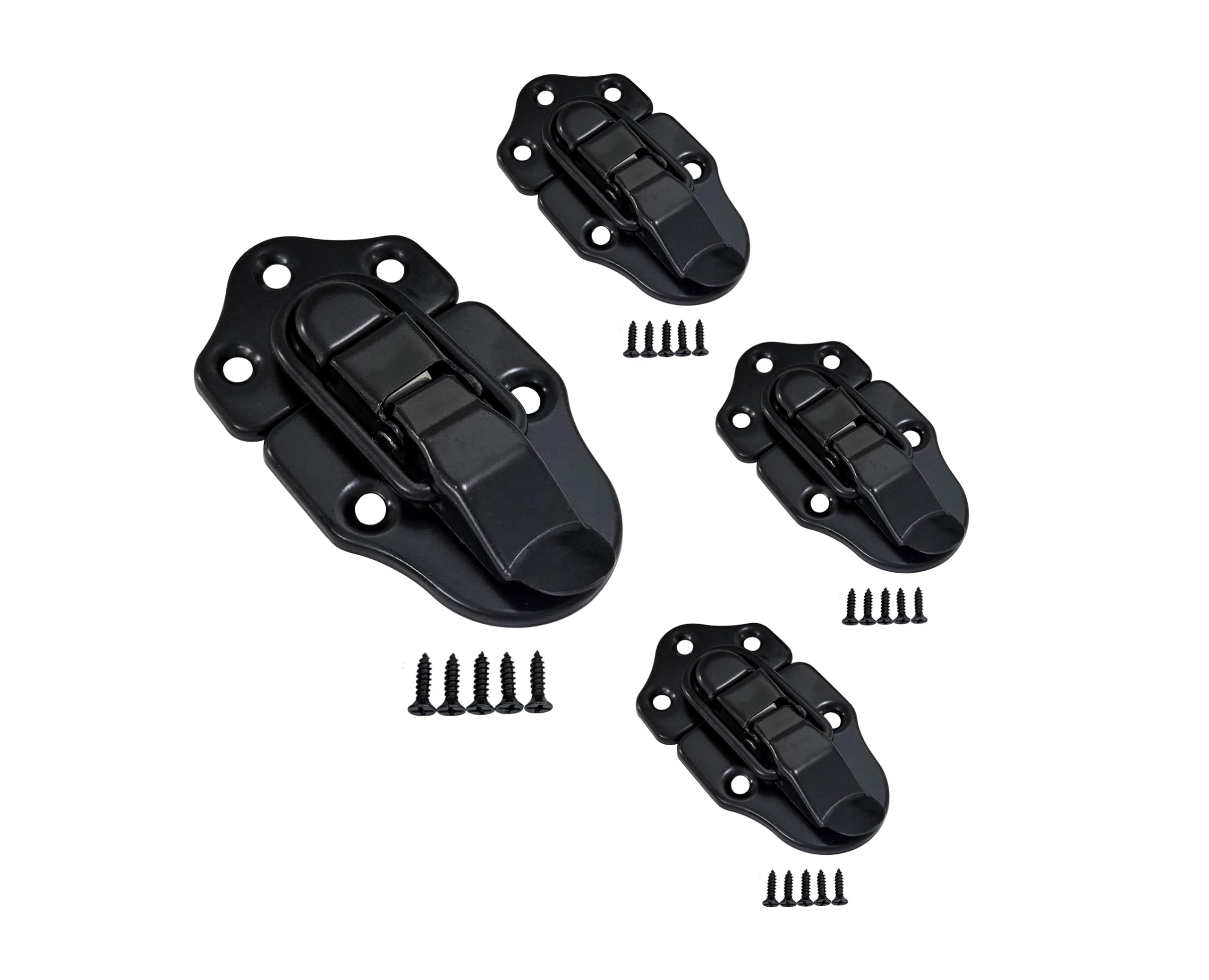 QCAA Toggle Hasp Latch for Small Metal Box, 38mm x 70mm, Black, Made in Taiwan, 4 Pack