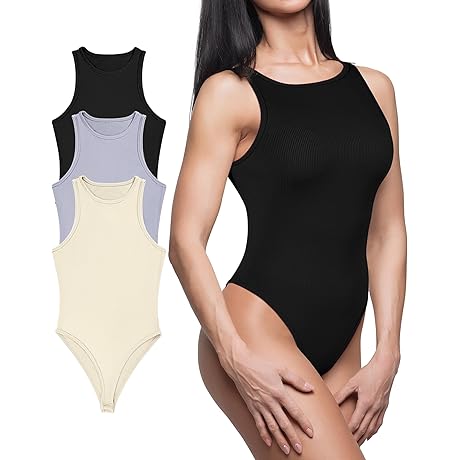 3-Pack Women's Fishnet Body Suits: Essential Ribbed Bodysuits for Any Wardrobe