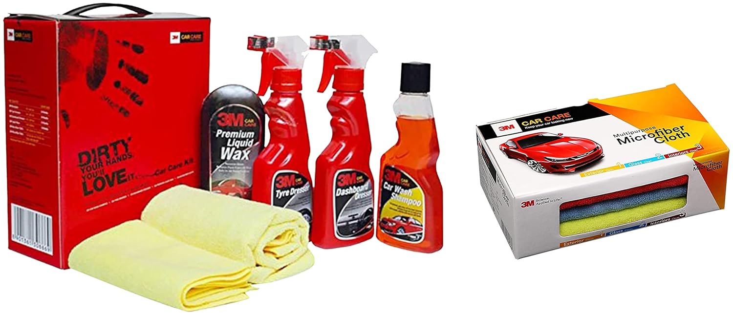 3M Small Car Care Kit Car Care Microfiber Cloth (3 Pieces) Amazon.in
