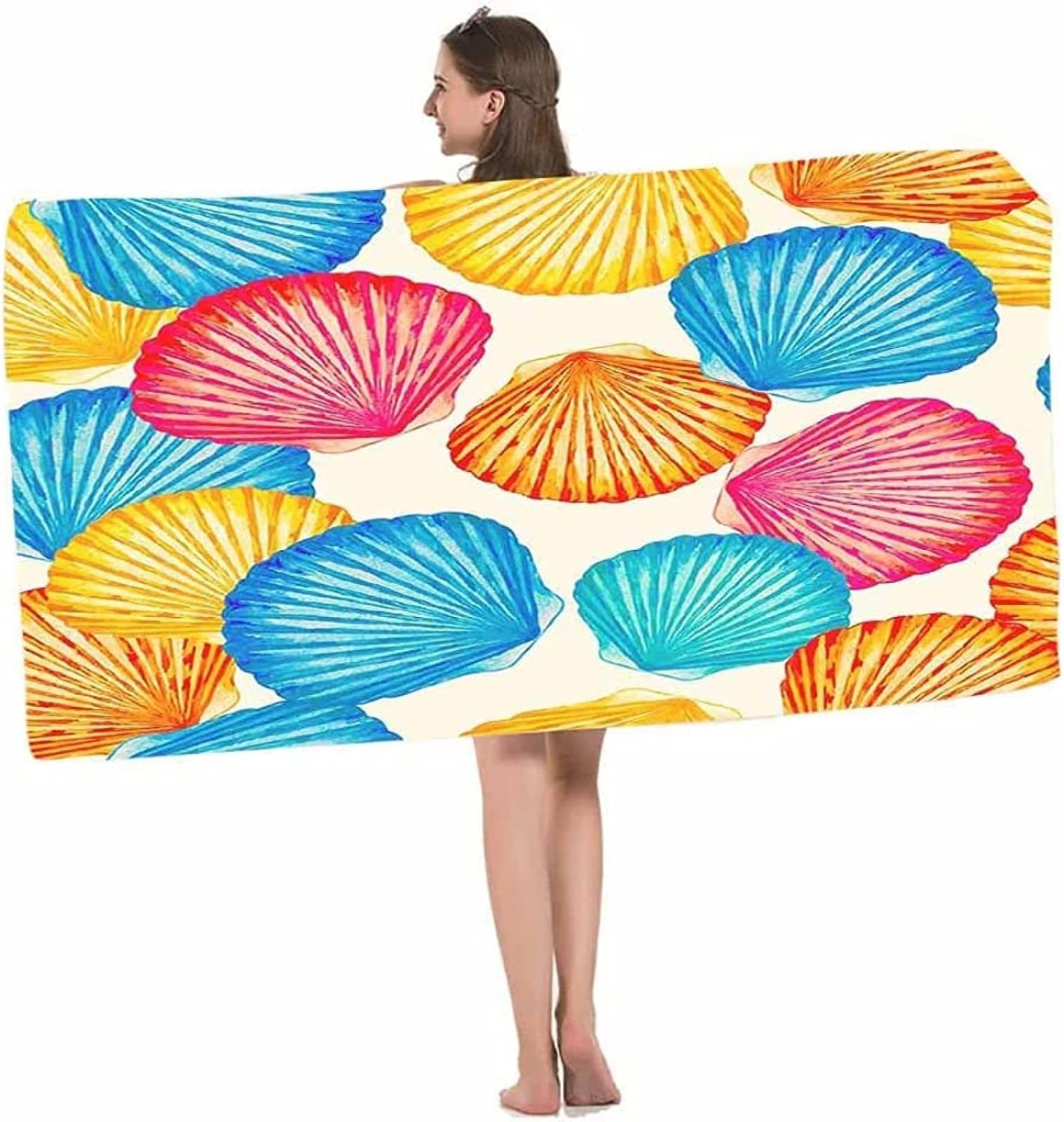 Conchiglia Telo Mare Grande 200x200, Microfibra Asciugamano da Spiaggia, 3D Teli Mare Conchiglia, Asciugatura Rapida Antisabbia Adulti Bambini Teli Mare per Nuoto Campeggio Viaggio