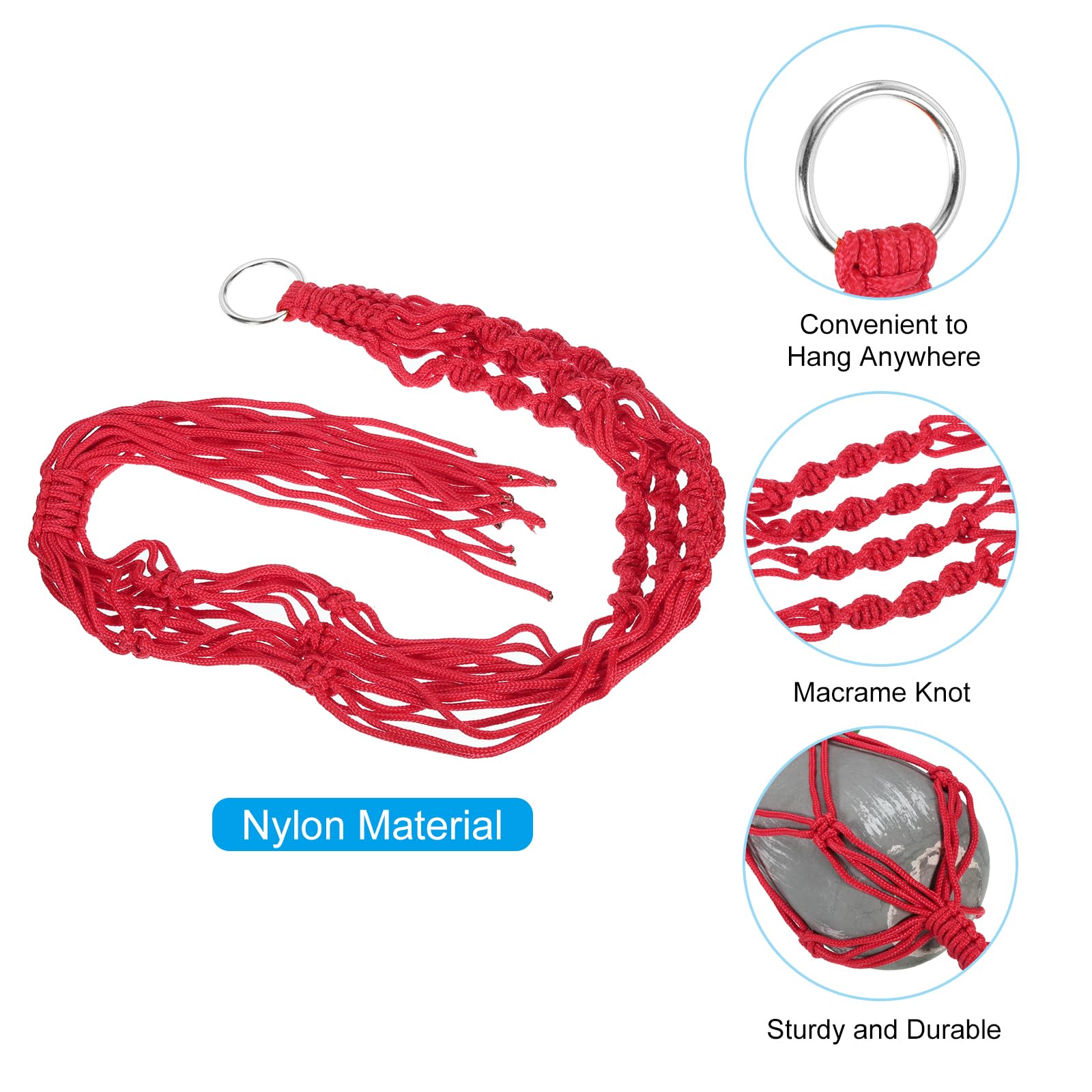 PATIKIL Macrame Plant Hangers Indoors, 2 Pack Hanging Plant Shelf Planter Basket Nylon Rope for Home Decor Hanging Wall Ceiling Window, Red - Image 4
