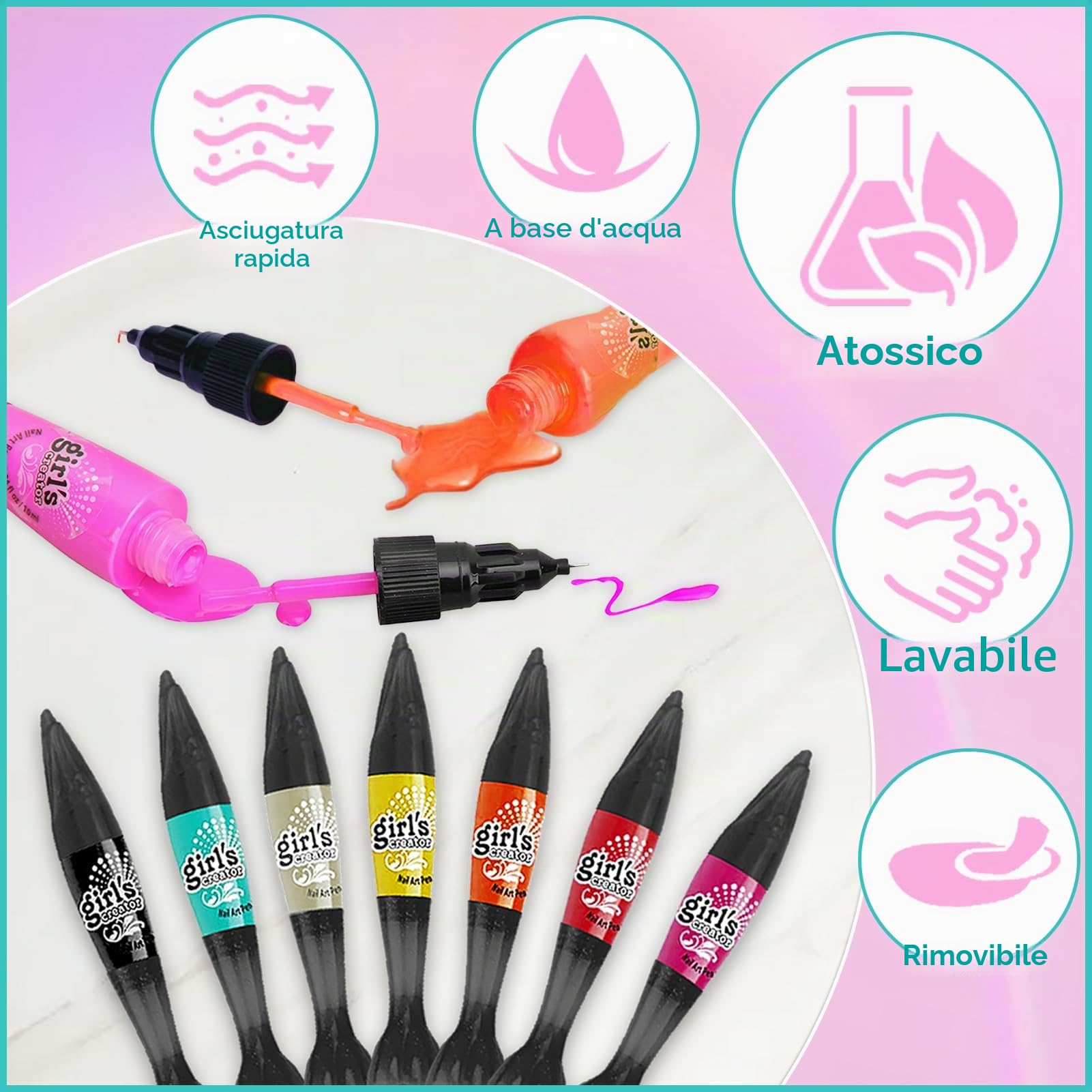 18Pz Kit Unghie Bambina, Set Nail Art per Bambine e Ragazze 3 6 7 8 9 10 12 anni, Unghie Set Manicure Gioco, Kit Gioco Per Unghie Bambina Accessori Nail Art Giocattoli Regali Natale Compleann