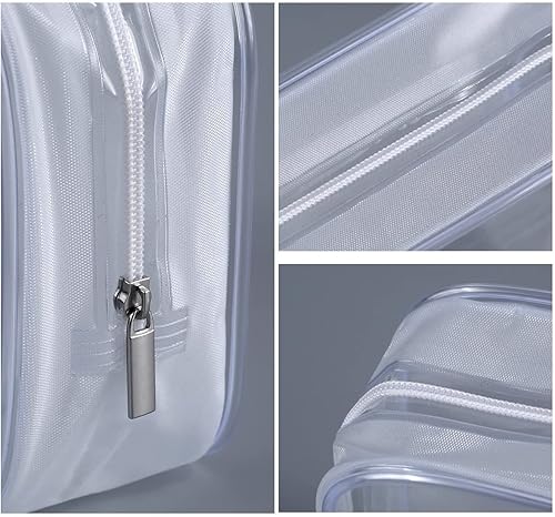 Miniatura 3 de Paquete de 5 artículos de aseo de plástico transparente con cremallera, bolsa de transporte aprobada por la TSA, bolsa de maquillaje cosmética