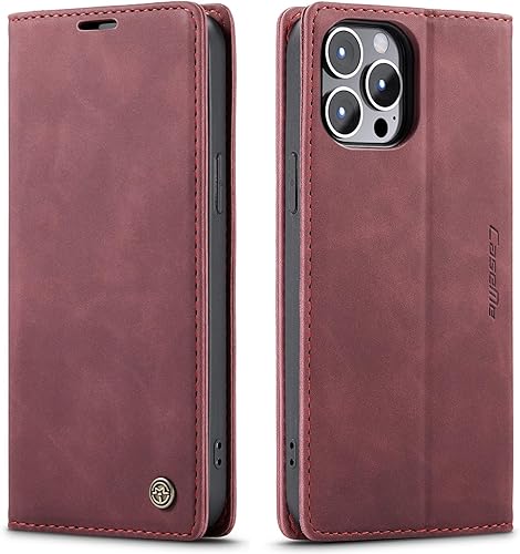 SINIANL Funda de cuero para iPhone 15 Pro, cartera para iPhone 15 Pro, funda tipo cartera plegable con función atril magnética, ranuras para
