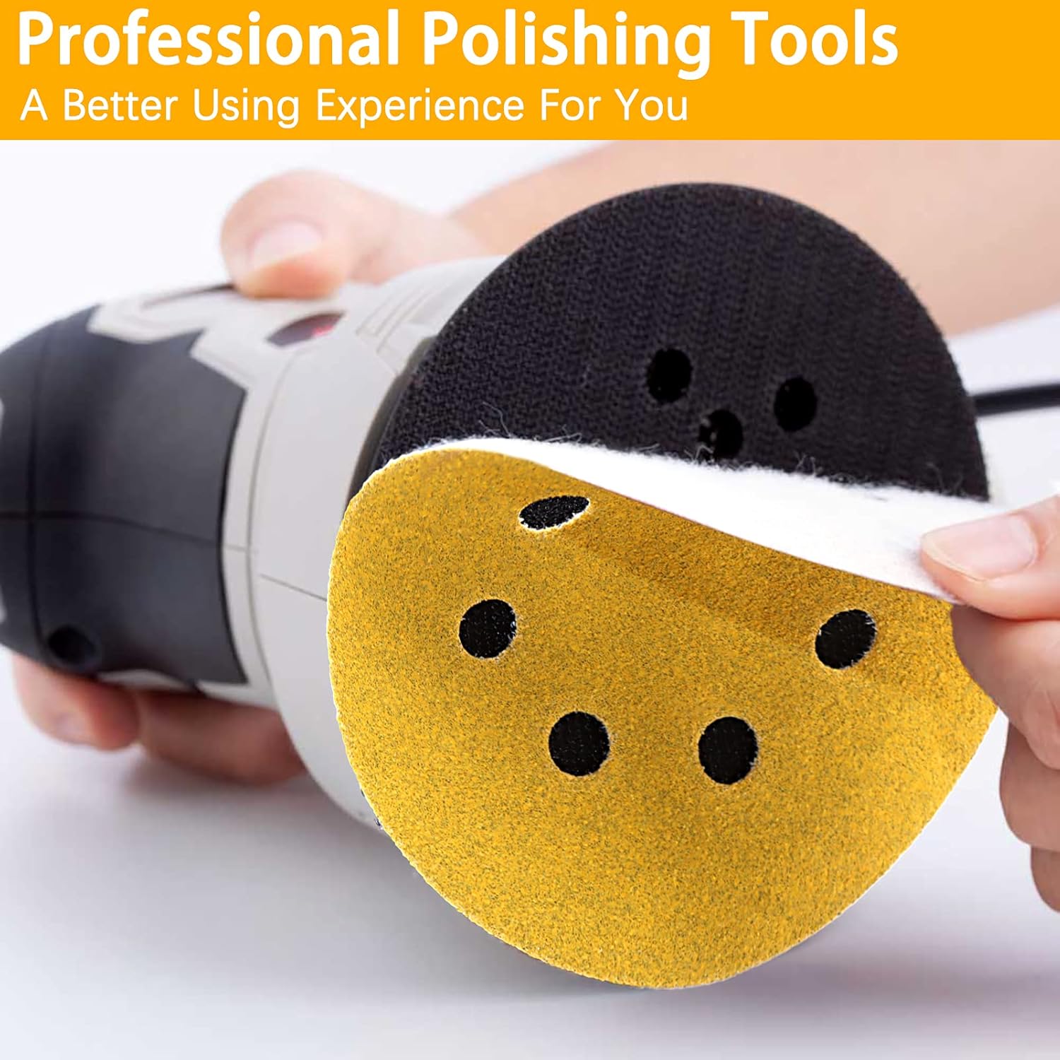 5 Inch Gold Sanding Discs, 80 Grit Sandpaper 8 Hole Sanding Disc Hook and Loop Round Orbital Sander Sandpaper for Wood,100 Pack - - 