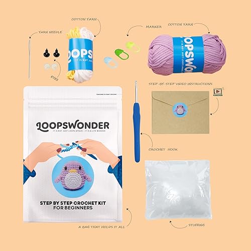 Miniatura 3 de loopswonder Kit de ganchillo para principiantes, adultos y niños, kit de tejido de animales Amigurumi, kit de aprendizaje de ganchillo con