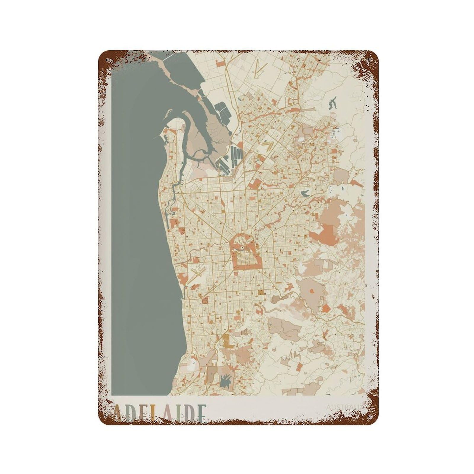 xiaoxiaoshen Adelaide Map Australia Boho (3) Wall Decor Art Metal Tin Poster Modern Home Decor Art Home Bar Shop Decorations Vintage Sign 40x30cm
