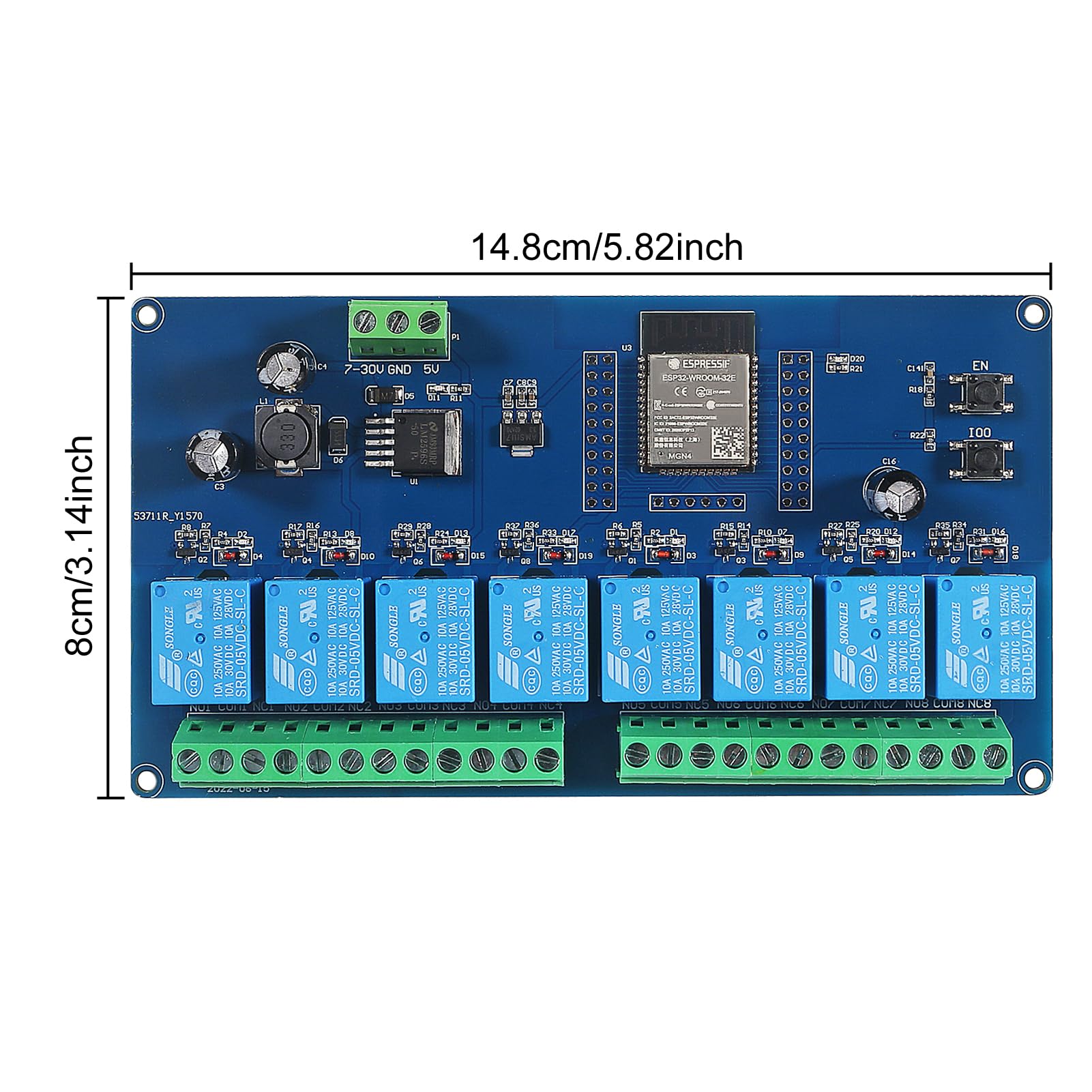 APKLVSR Module Relais ESP32 4 Canaux WiFi Bluetooth - 220V AC / 5-30V DC - ESP32-WROOM-32E - Idéal DIY IoT