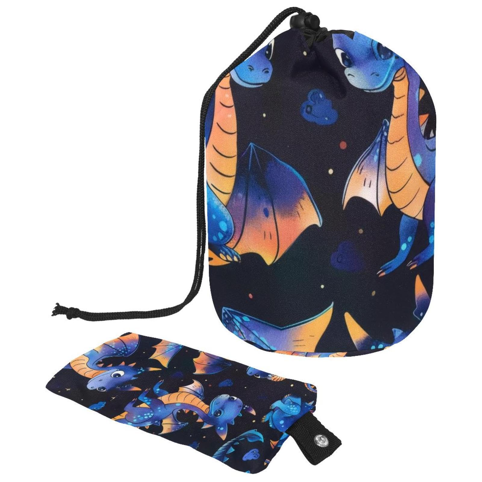 Barrel Drawstring Makeup Bag Large Cosmetic Bag Make up Bags Portable Toiletry Bag Organizer for Travel Toiletries Accessories - Caroon Dragons