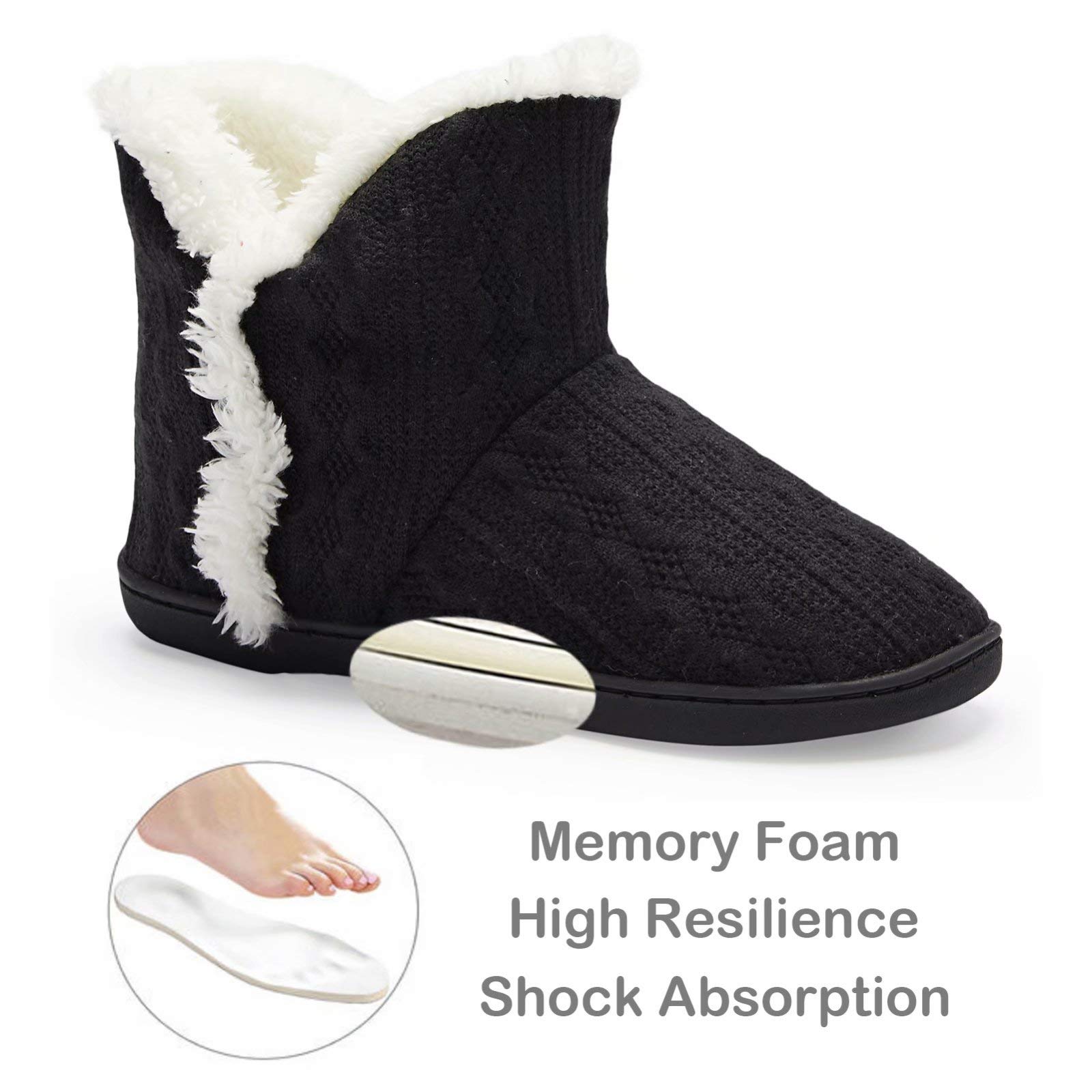 TUOBUQU Women Warm Bootie Slippers Fluffy Plush Indoor Outdoor Winter Booty Slippers
