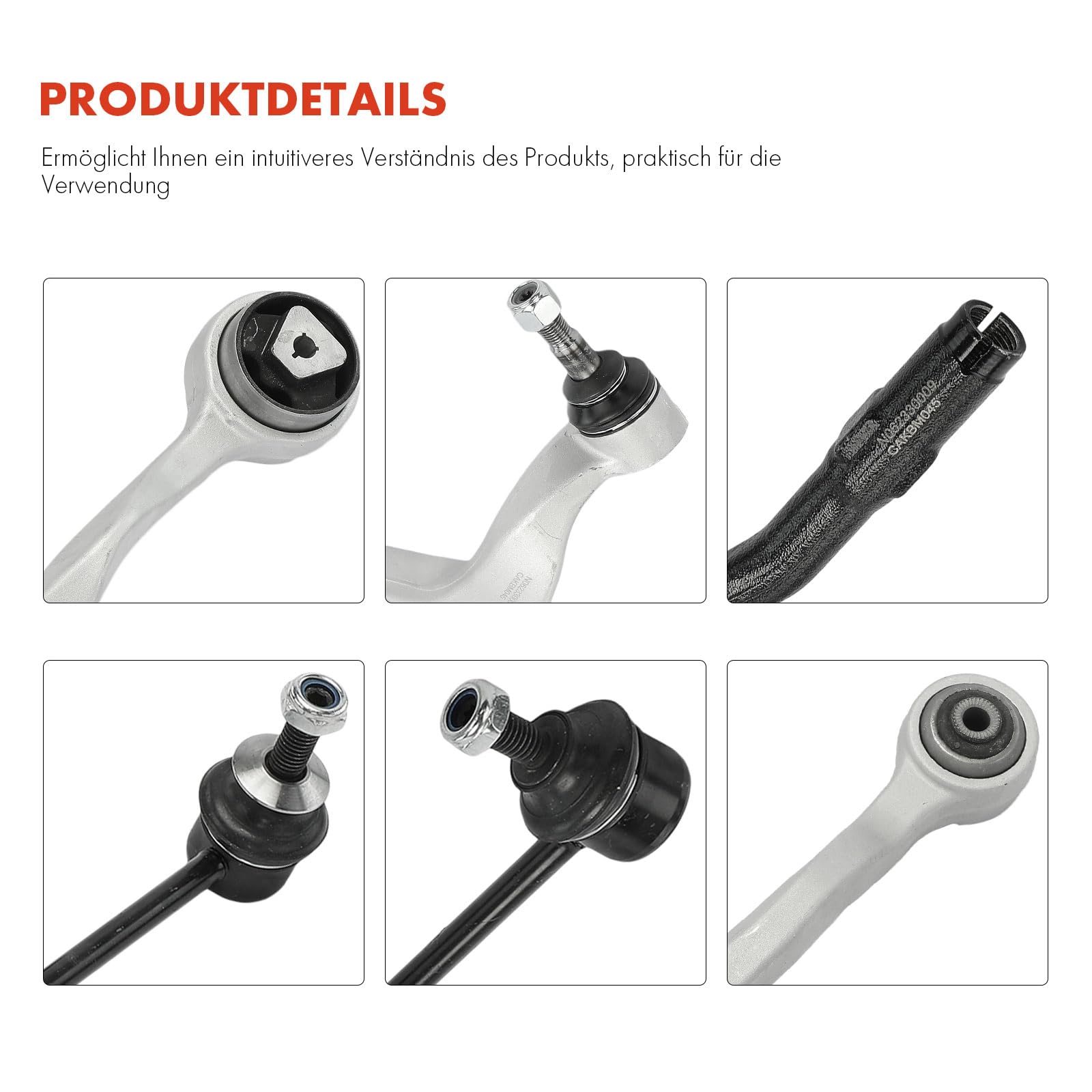 Frankberg 4x Braccio di controllo + 2x Asta di accoppiamento + 2x Testa del Tirante Compatibile con Serie 5 Touring E61 Serie 5 E60 Replace# 31124028608