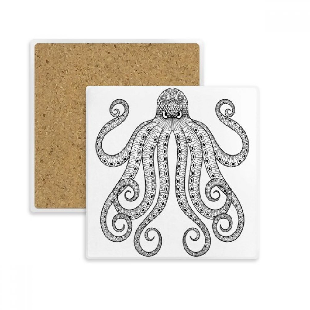 Coaster tasse absorbant pierre fini les taches sur la table avec ce poulpe