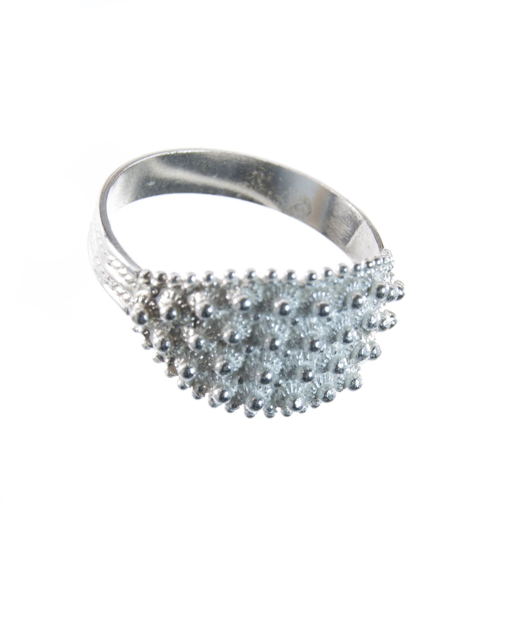 Bague Bandeau Haute En Argent 925 – Style Filigrane Sarde Nid D'abeille – Finition Brune – Neuf