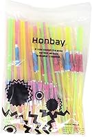 Vista 7 de Honbay 50 popotes desechables y flexibles para sombrillas, pajitas tropicales, pajitas tropicales, suministros de decoración de fiesta de cóctel