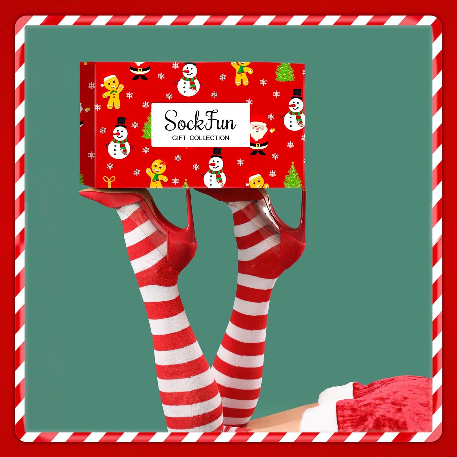 Christmas Striped Thigh High Socks - Candy Cane Knee High Socks for Women Teen Girls - Image 7