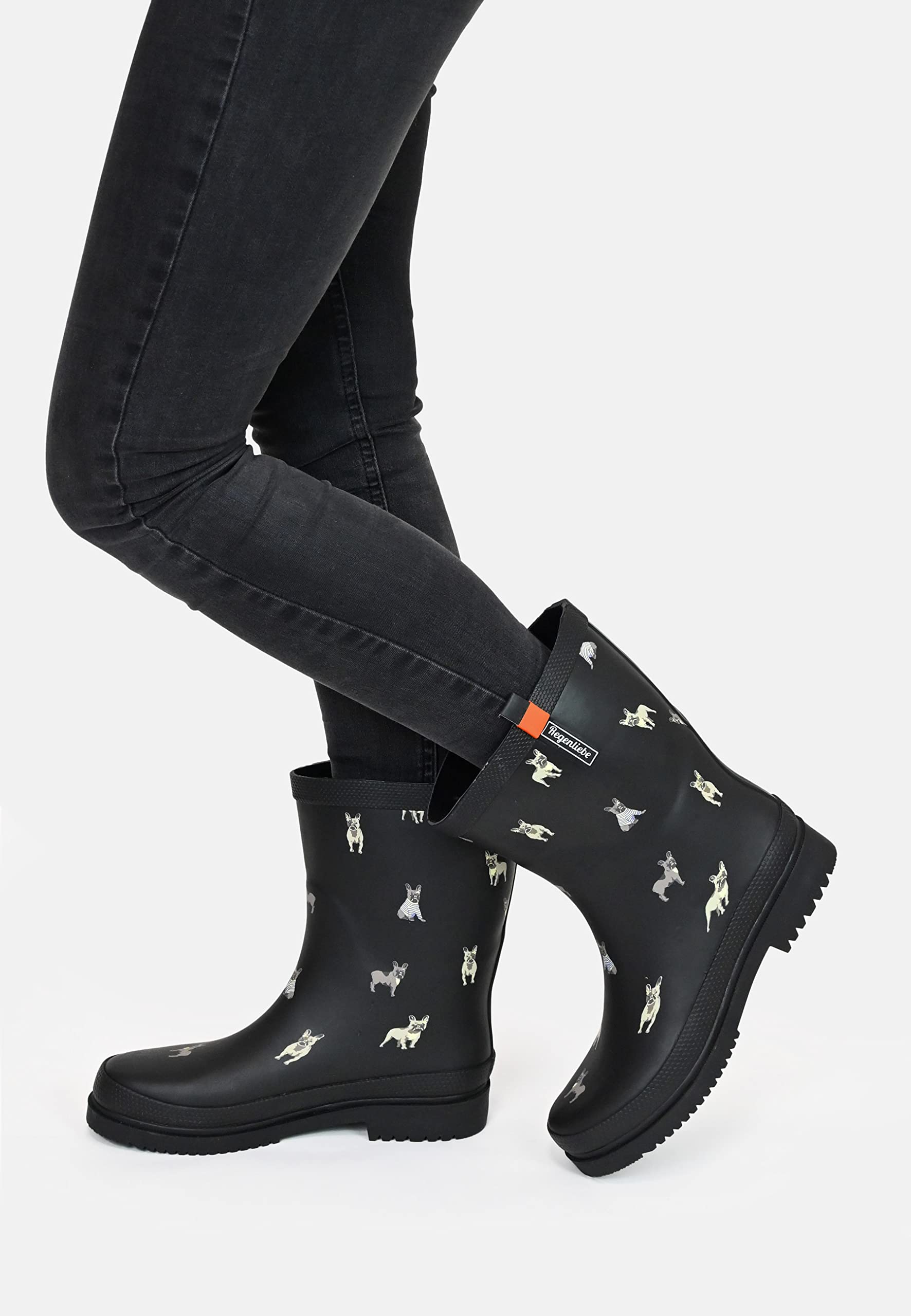 Regenliebe Damen Gummistiefel Waldi Mops Halbschaft