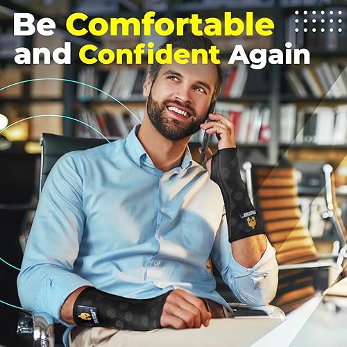 Miniatura 8 de Muñequeras Sparthos Manga de soporte elástico (par) Compresión médica para aliviar el túnel carpiano y el dolor de muñeca, muñequera para hombres y