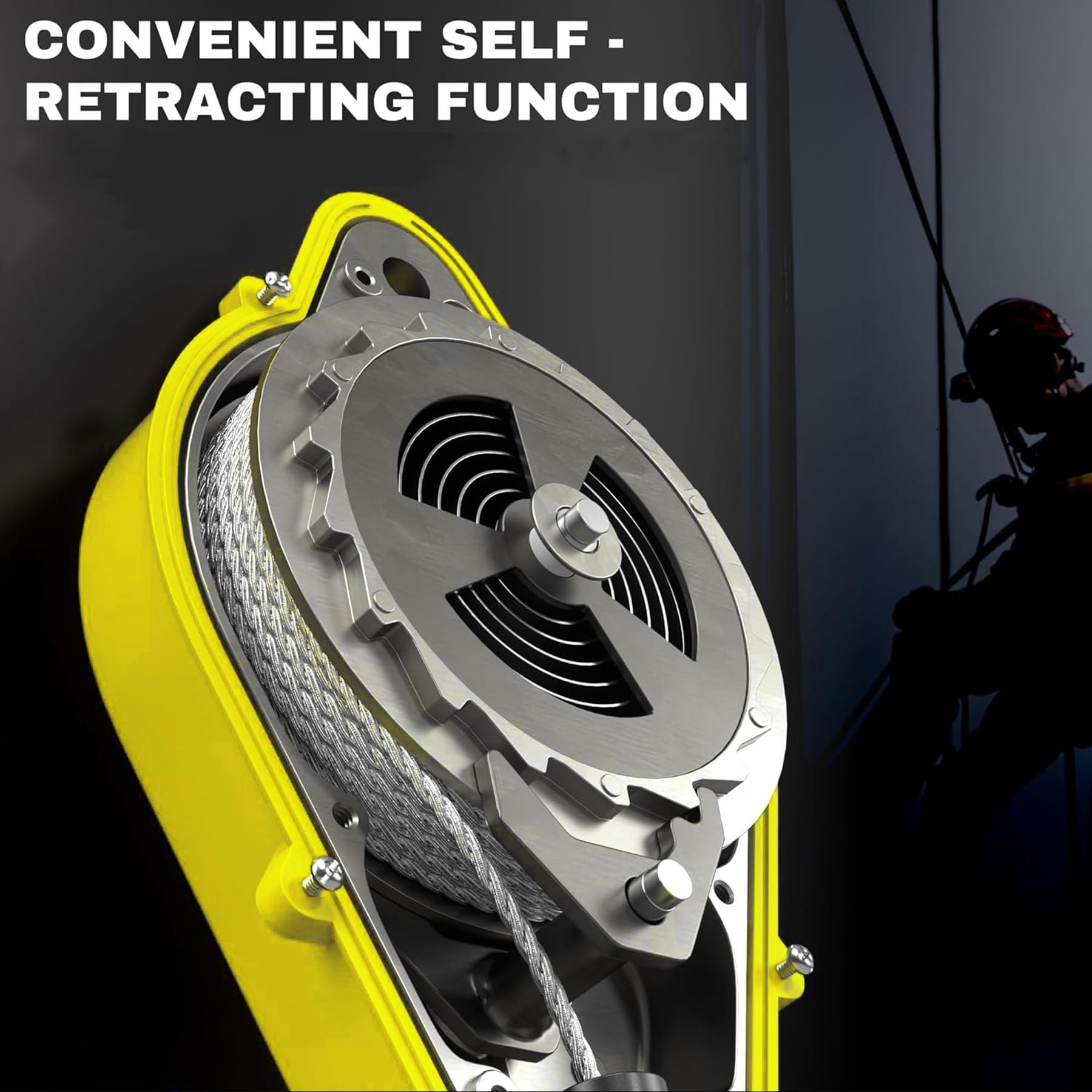 Dispositivo Anticaidas Retráctil, 3-20m Anticaidas Retractil Seguridad Homologado con Gancho Autoblocante, Amarillo Linea de Vida Retractil para Techado y Construcción, Carga:150kg (10m)