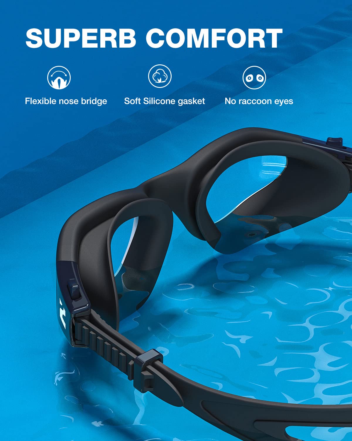 ZIONOR Occhiali da nuoto G1SE occhialini da nuoto per uomo e donna con protezione UV anti appannamento comfort professionale